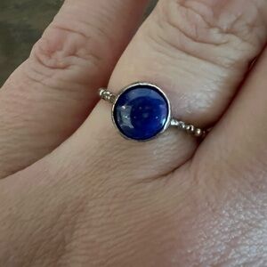 Silver and kyanite ring